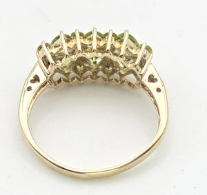 2272 Vintage: 9ct Gold Peridots Natural Diamonds Cluster Ring