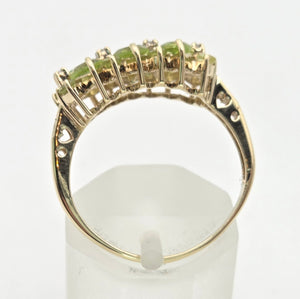 2272 Vintage: 9ct Gold Peridots Natural Diamonds Cluster Ring