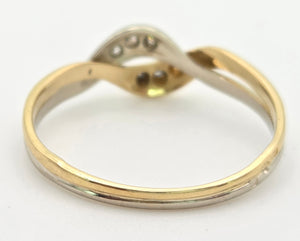 2294 Vintage: 18ct Mixed Gold Natural Diamonds Crossover/ Stacker Ring