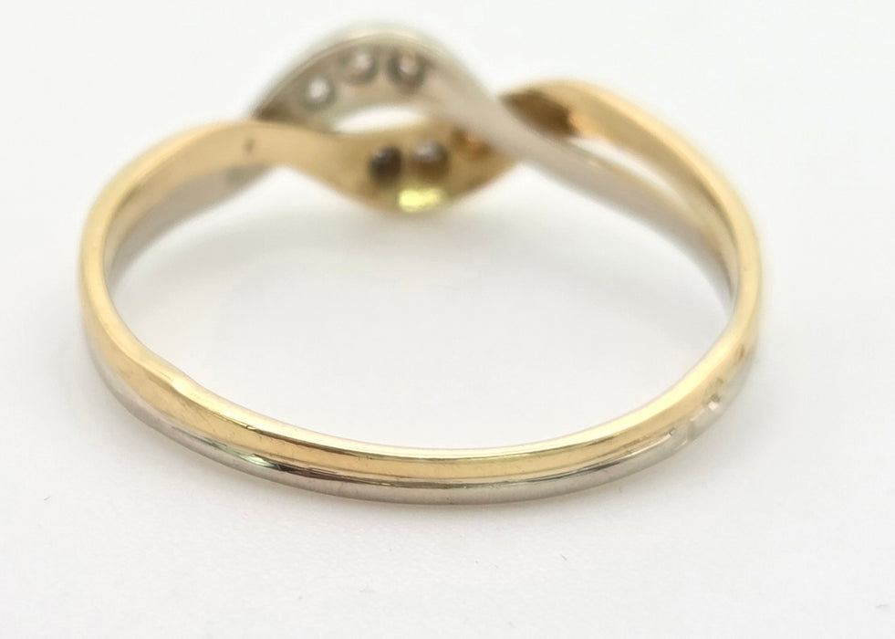 2294 Vintage: 18ct Mixed Gold Natural Diamonds Crossover/ Stacker Ring