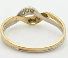 Cargar imagen en el visor de la galería, 2294 Vintage: 18ct Mixed Gold Natural Diamonds Crossover/ Stacker Ring

