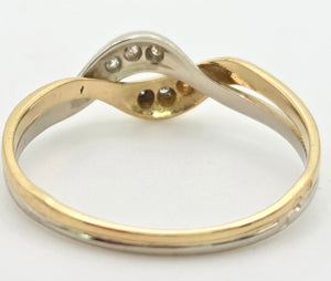2294 Vintage: 18ct Mixed Gold Natural Diamonds Crossover/ Stacker Ring