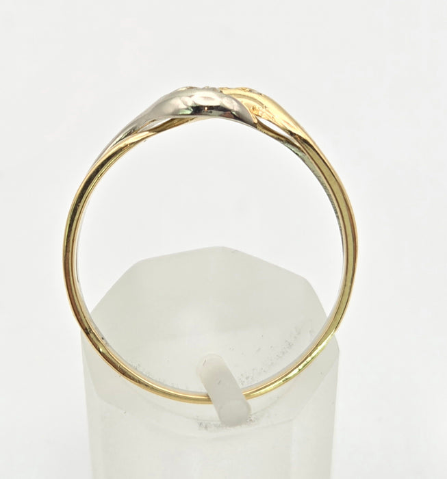 2294 Vintage: 18ct Mixed Gold Natural Diamonds Crossover/ Stacker Ring