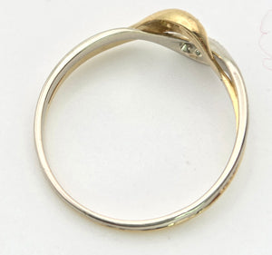 2294 Vintage: 18ct Mixed Gold Natural Diamonds Crossover/ Stacker Ring