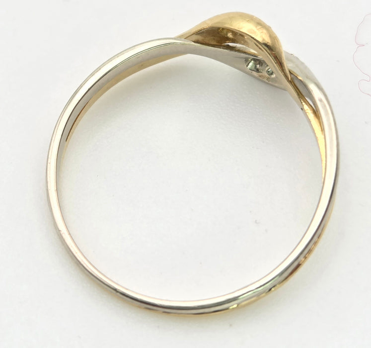 2294 Vintage: 18ct Mixed Gold Natural Diamonds Crossover/ Stacker Ring