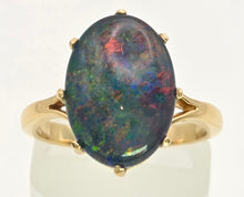 Load image into Gallery viewer, 18ct Gold AustralianCabochon  Black Opal Single Stone Ring
