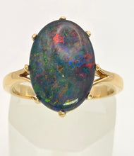 Load image into Gallery viewer, 18ct Gold AustralianCabochon  Black Opal Single Stone Ring
