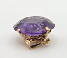 Load image into Gallery viewer, Large Gild Round Cut Purple Sapphire Basket Set Pendant - Total Statement piece
