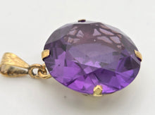 Load image into Gallery viewer, Large Gild Round Cut Purple Sapphire Basket Set Pendant - Total Statement piece
