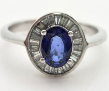 Load image into Gallery viewer, 2356 18ct White Gold French Blue Sapphire 24 Natural Baguette Cut Diamonds Cluster
