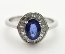 Load image into Gallery viewer, 2356 18ct White Gold French Blue Sapphire 24 Natural Baguette Cut Diamonds Cluster
