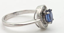 Load image into Gallery viewer, 2356 18ct White Gold French Blue Sapphire 24 Natural Baguette Cut Diamonds Cluster
