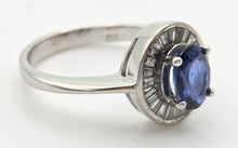 Load image into Gallery viewer, 2356 18ct White Gold French Blue Sapphire 24 Natural Baguette Cut Diamonds Cluster
