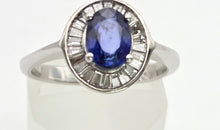 Load image into Gallery viewer, 2356 18ct White Gold French Blue Sapphire 24 Natural Baguette Cut Diamonds Cluster
