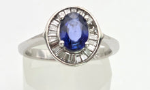 Load image into Gallery viewer, 2356 18ct White Gold French Blue Sapphire 24 Natural Baguette Cut Diamonds Cluster
