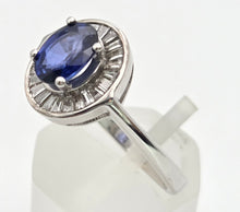Load image into Gallery viewer, 2356 18ct White Gold French Blue Sapphire 24 Natural Baguette Cut Diamonds Cluster
