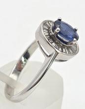 Load image into Gallery viewer, 2356 18ct White Gold French Blue Sapphire 24 Natural Baguette Cut Diamonds Cluster
