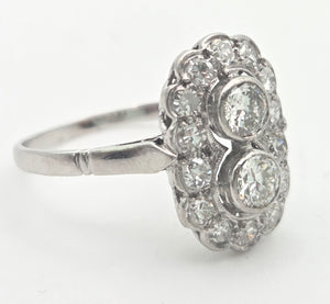 1828 Art Deco 18ct White Gold  Diamonds (1.06ct) Panel Ring- Exceptional