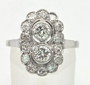 1828 Art Deco 18ct White Gold  Diamonds (1.06ct) Panel Ring- Exceptional