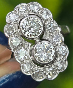 1828 Art Deco 18ct White Gold  Diamonds (1.06ct) Panel Ring- Exceptional