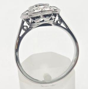 1865 Vintage: 18ct White Gold Ceylon Blue Sapphire Diamonds Cluster Ring