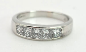 1932 18ct White Gold Natural Diamonds (0.8ct) Channel Set Ring