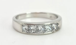 1932 18ct White Gold Natural Diamonds (0.8ct) Channel Set Ring