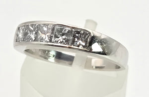 1932 18ct White Gold Natural Diamonds (0.8ct) Channel Set Ring