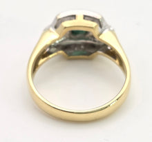 Cargar imagen en el visor de la galería, 1949 Art  Deco Style 18ct Gold Emerald 18 Natural Diamonds Geometric Set Ring
