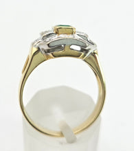 Cargar imagen en el visor de la galería, 1949 Art  Deco Style 18ct Gold Emerald 18 Natural Diamonds Geometric Set Ring

