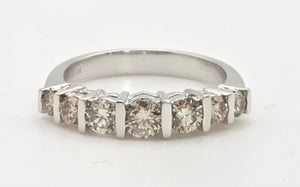 2183 Vintage: 18ct Platinum 7 Champagne Diamonds (0.81ct) Half-Eternity/Stacker Ring
