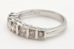 2183 Vintage: 18ct Platinum 7 Champagne Diamonds (0.81ct) Half-Eternity/Stacker Ring