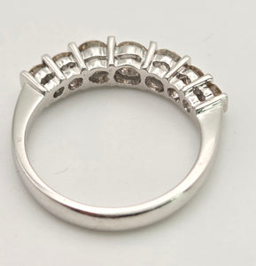 2183 Vintage: 18ct Platinum 7 Champagne Diamonds (0.81ct) Half-Eternity/Stacker Ring