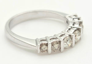 2183 Vintage: 18ct Platinum 7 Champagne Diamonds (0.81ct) Half-Eternity/Stacker Ring