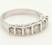 Cargar imagen en el visor de la galería, 2183 Vintage: 18ct Platinum 7 Champagne Diamonds (0.81ct) Half-Eternity/Stacker Ring
