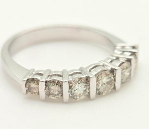 2183 Vintage: 18ct Platinum 7 Champagne Diamonds (0.81ct) Half-Eternity/Stacker Ring