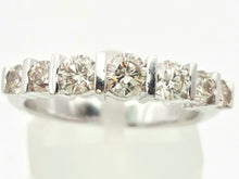 Cargar imagen en el visor de la galería, 2183 Vintage: 18ct Platinum 7 Champagne Diamonds (0.81ct) Half-Eternity/Stacker Ring
