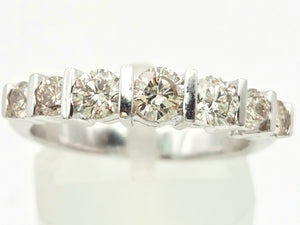 2183 Vintage: 18ct Platinum 7 Champagne Diamonds (0.81ct) Half-Eternity/Stacker Ring