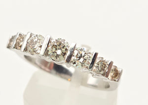 2183 Vintage: 18ct Platinum 7 Champagne Diamonds (0.81ct) Half-Eternity/Stacker Ring