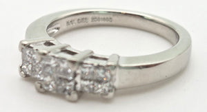 Vintage Platinum Square Set Natural Diamonds Trilogy Set Ring