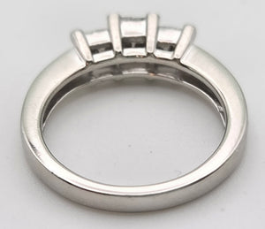 Vintage Platinum Square Set Natural Diamonds Trilogy Set Ring