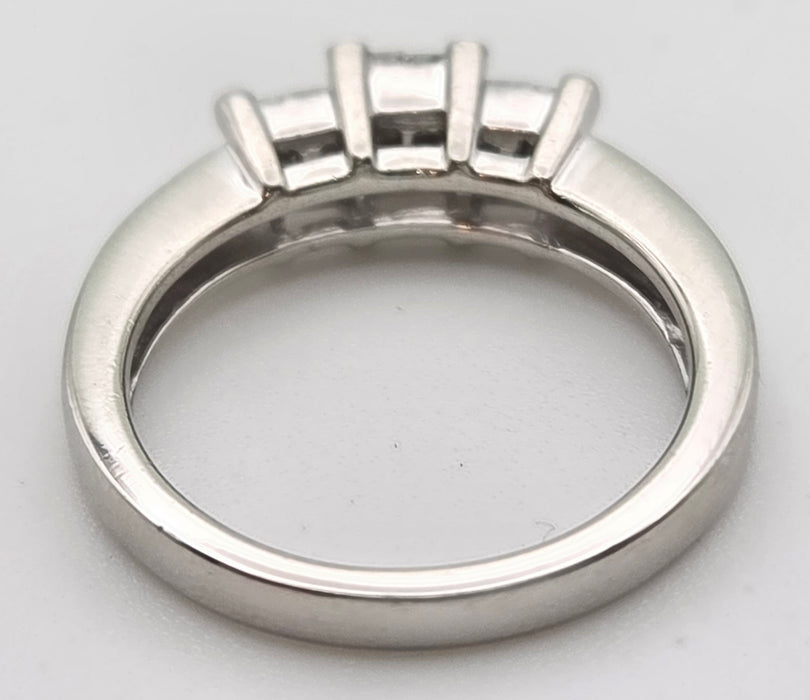 2199: Vintage Platinum Square Set Natural Diamonds Trilogy Set Ring