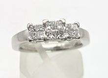 Load image into Gallery viewer, Vintage Platinum Square Set Natural Diamonds Trilogy Set Ring
