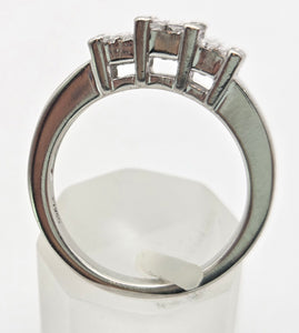 Vintage Platinum Square Set Natural Diamonds Trilogy Set Ring