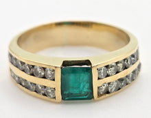 Cargar imagen en el visor de la galería, 2307 Vintage: 18ct Gold Emerald 24 Natural Diamonds (1ct) Ring
