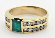 Cargar imagen en el visor de la galería, 2307 Vintage: 18ct Gold Emerald 24 Natural Diamonds (1ct) Ring
