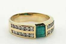 Cargar imagen en el visor de la galería, 2307 Vintage: 18ct Gold Emerald 24 Natural Diamonds (1ct) Ring
