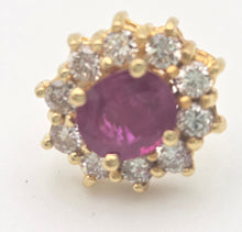 Cargar imagen en el visor de la galería, 2327 Exquisite 18ct Gold Ruby 20 Natural Diamonds (0.8ct) Stud Earrings
