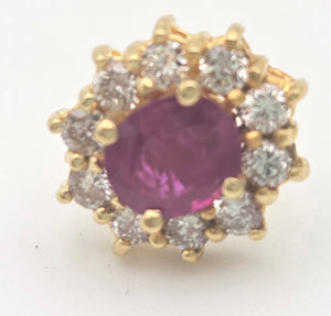 2327 Exquisite 18ct Gold Ruby 20 Natural Diamonds (0.8ct) Stud Earrings