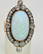 Cargar imagen en el visor de la galería, 2358 Victorian: 18ct Gold Opal Round Old Cut Diamonds (1.42ct) Cluster Ring
